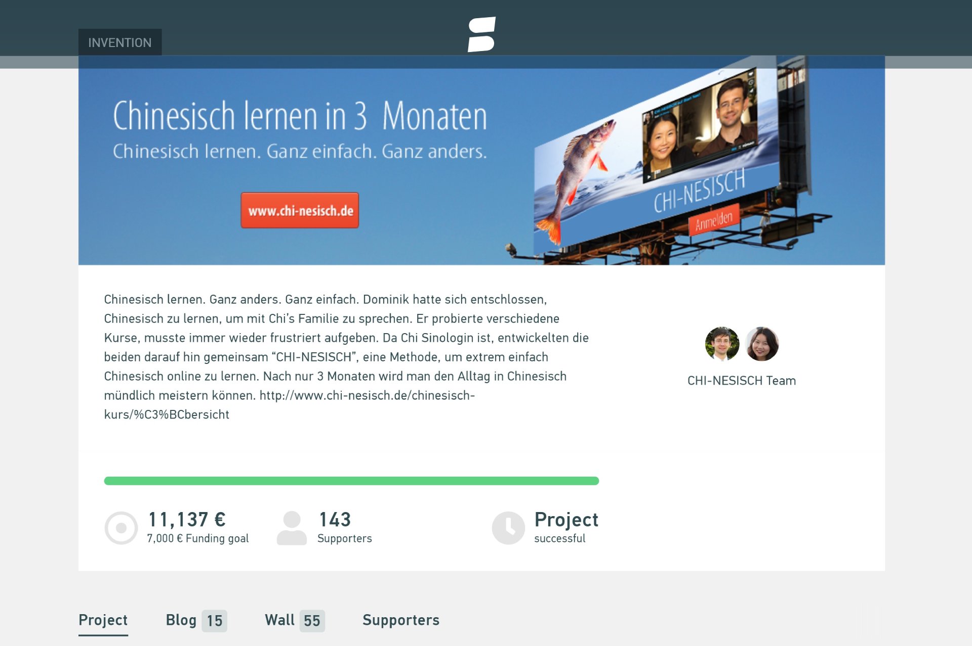 Mein erstes "Startnext" Projekt CHI-NESISCH